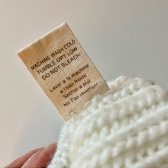 Free People Ladies Knit Winter Hat, Crochet Detail, Cuff Trim, Ivory, Snow Bunny - Picture 10 of 10